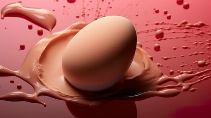 A photo of a beauty blender sponge surrounded by liquid