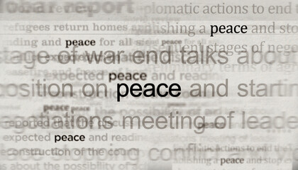 Fototapeta premium Peace and war is end headline titles media 3d illustration