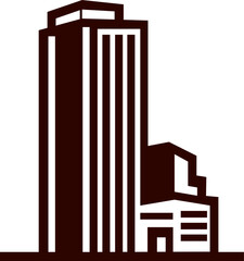 Modern Minimalist Line Art Building Icons Skyscraper, City Silhouette Vector
