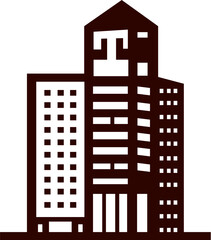 Modern Minimalist Line Art Building Icons Skyscraper, City Silhouette Vector