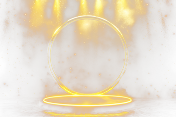 Golden ring and platform with spotlight.