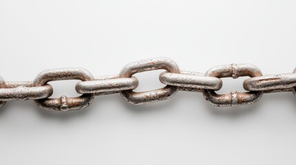 Rusty metal chain on white background