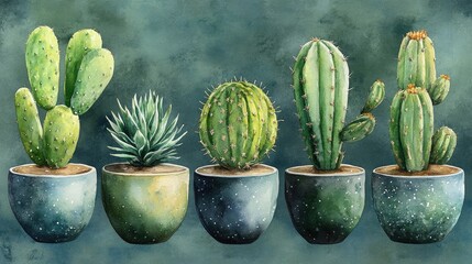 A collection of healthy and vibrant cactus plants, Set of cactus real plants isolated on white background.	