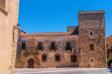 Caceres Spain historic old town Unesco World Heritage City with medieval walls
