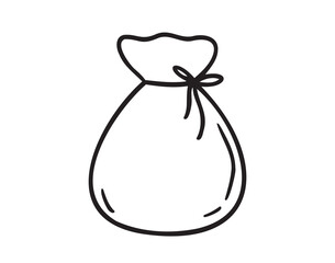 traditional korean line new year lucky bag. pukchumoni doodle hand drawn icon. Outline drawing line clipart symbol