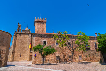 Caceres Spain old town buildings historic Unesco World Heritage City with medieval walls
