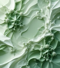 Modern Minimalist Abstract Floral Design Light Green Flowing Shapes Copy Space - Spring Marketing Campaigns, Social Media, Event Promotion