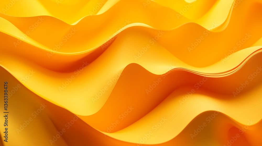 Poster 3d render of yellow paper waves. close-up abstract background. abstract background with paper waves,