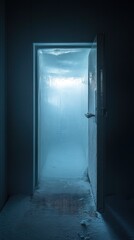 A doorway opening into a very cold and icy passageway