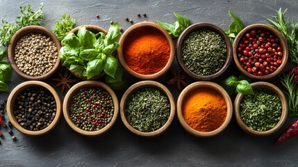 Vibrant Display of Fresh Herbs and Spices for Natural Healing in a Modern Kitchen