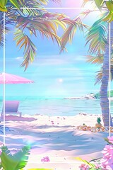 A creative summer beach party template designed in a paper style, blending tropical vibes with artistic flair for a memorable seasonal celebration