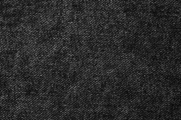 Black Denim Fabric with a Classic Woven Texture