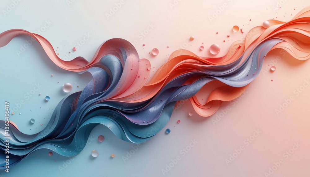 Poster dynamic flowing abstract waves digital art creation colorful design modern aesthetic artistic perspe