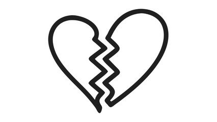 Broken Heart Outline Icon – Minimalist Heartbreak Symbol for Emotions & Love