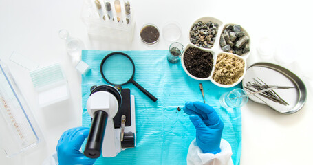 Fototapeta premium Soil testing in the laboratory. Selective focus.