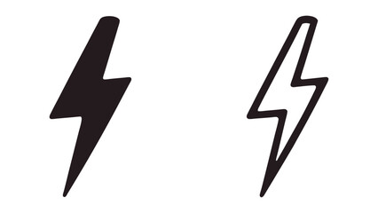 Lightning Bolt Icon Set – Solid & Outline Thunder Symbols for Energy & Power