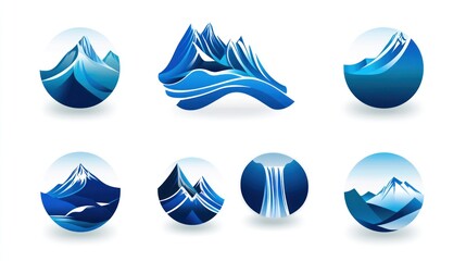 Blue Mountain Logo Designs Nature, Water, Peaks