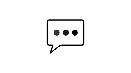 Black and white speech bubble icon with three dots inside.