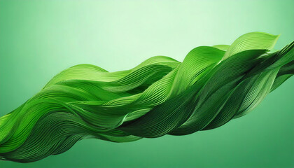 Abstract fluid waves in leaves shape in green colors.