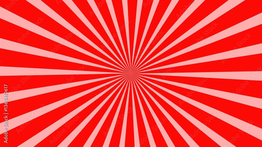 Aufkleber vibrant red background with radiating stripes creating dynamic sunburst effect.