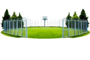 Basketball game in enclosed court outdoor sports environment isolated on transparent background