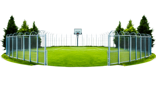 Basketball game in enclosed court outdoor sports environment isolated on transparent background