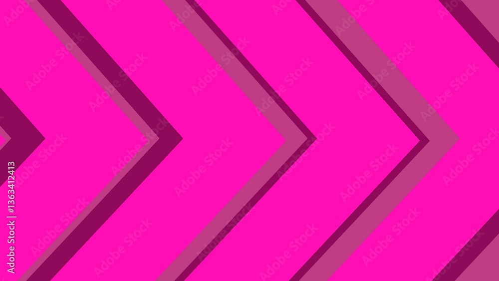 Poster vibrant pattern of bold overlapping chevron shapes in pink, creating an energetic visual effect.