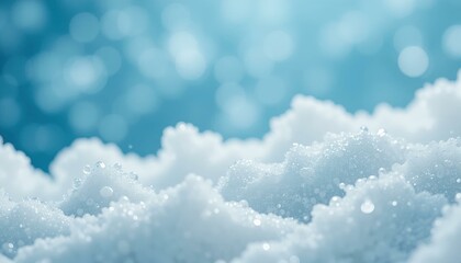 Close-Up Soft Snowy Texture Water Droplets Blurred Blue Background - Tranquil Aesthetics Seasonal Marketing Holi Campaigns
