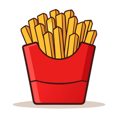 Delicious French Fries in a Red Box on Transparent Background  