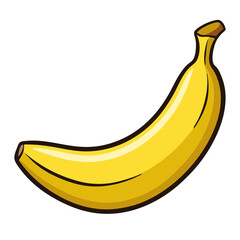 Vibrant yellow banana on a transparent background  