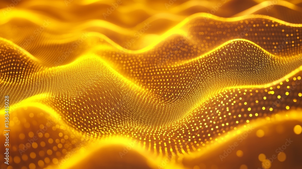 Poster bright yellow abstract netting grid waves background. abstract yellow mesh texture with a wavy patte