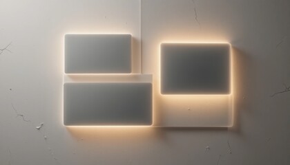 Illuminated minimalist wall panels modern interior design studio visual art contemporary environment aesthetic perspective