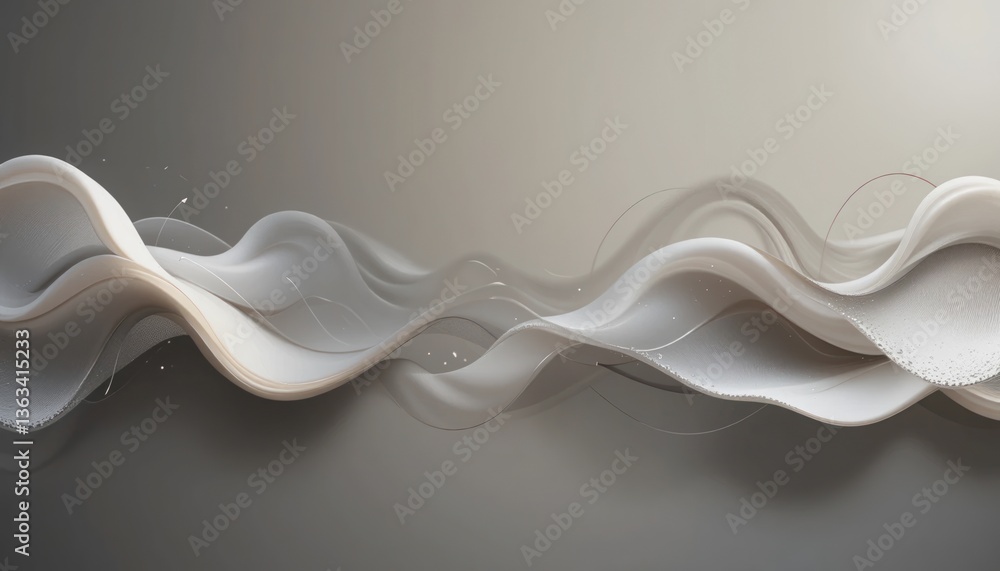 Poster dynamic flowing waves of abstract art studio environment digital graphic design light tones minimali