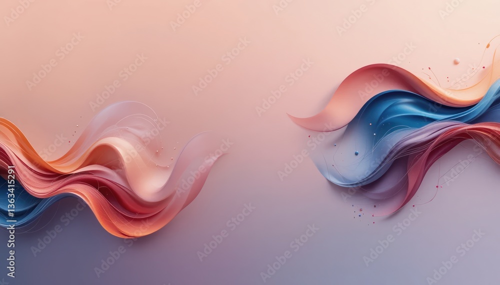 Poster flowing abstract design digital art soft color palette creative space horizontal perspective modern 