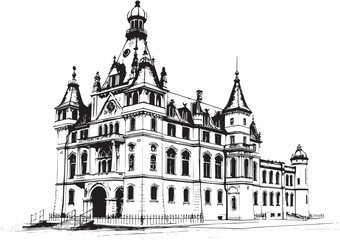 Obraz premium Old Gothic architecture, towers, castles. Hand drawn vector illustration