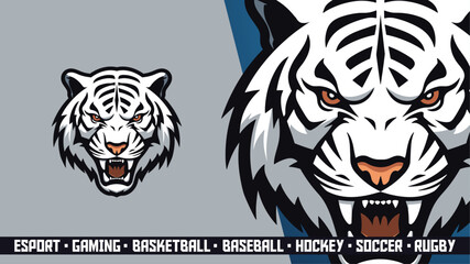 Blue Tiger Gaming Logo - Striking E-Sport Team Mascot Illustration (Basketball, Hockey, Soccer)