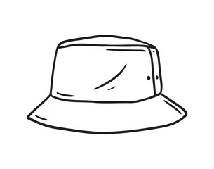 Panama hat summer headwear for sun protection doodle hand drawn icon. Outline drawing panama hat line clipart symbol