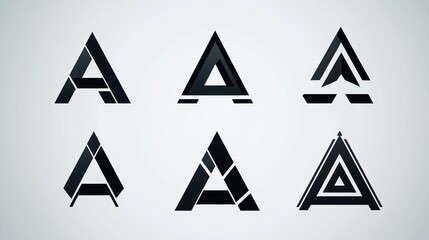 Abstract triangle letter A logo designs