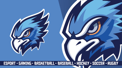 Eagle Gaming Mascot - Striking Blue Vector Illustration for Sports Branding (Esports, Baseball, Rugby)