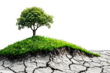 Drought impacting greenery landscape nature concept isolated on transparent background