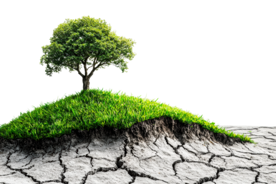 Drought impacting greenery landscape nature concept isolated on transparent background