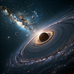 Black Hole Warping Light with Starry Universe Background