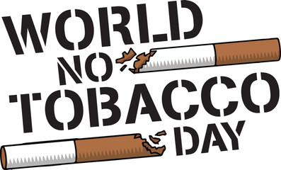 World No Tobacco Day, Vector Illustration, Smoking Cigarette, Typography silhouette Design