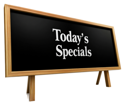 Blackboard with text Today's Specials isolated on transparent background - Powered by Adobe