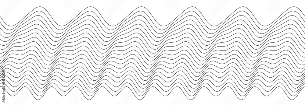 Poster abstract wavy line pattern in grayscale for modern wall art and design.
