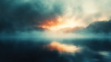 Obraz premium Misty Sunrise over a Lake