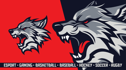 Grey Wolf Mascot - Fierce Vector Logo for Esports & Hockey Teams (Gaming, Soccer, Basketball, EPS/SVG)