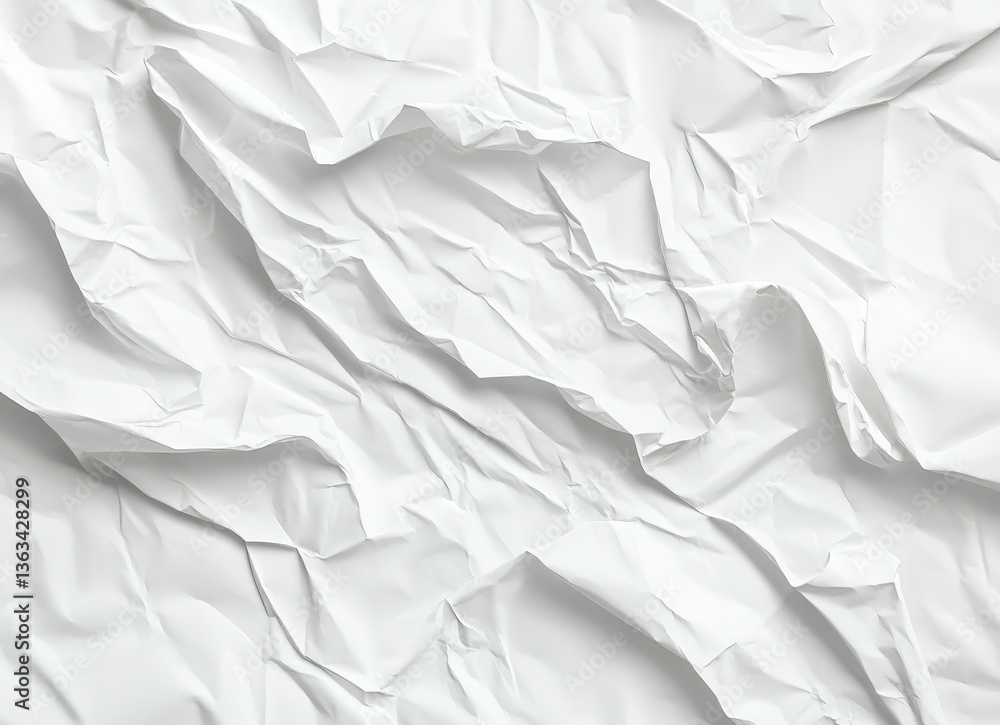 Poster white crumpled paper texture creates abstract and minimalist background design