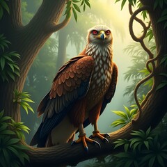 Fototapeta premium eagle on tree branch