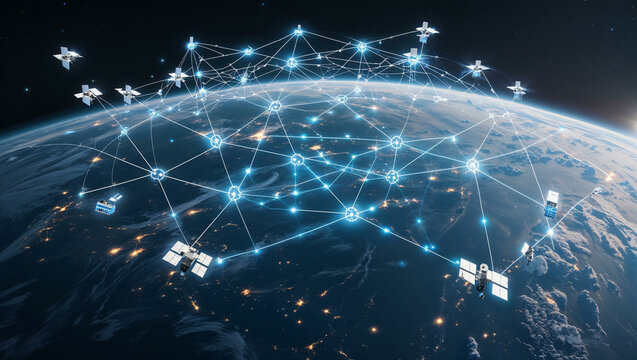  Space-Based Global Communication Network Illustration